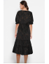 Jeannette 7672 , Γυναικείο Φόρεμα  Boho Style  σε κοφτό βαμβακερό ύφασμα ΜΑΥΡΟ